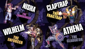The four playable characters in Borderlands the Pre-sequel